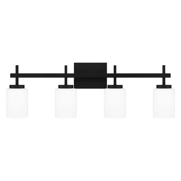 ASHLEY HARBOUR COLLECTION Ezra 31 in. LED 4-Light Matte Black Vanity Light