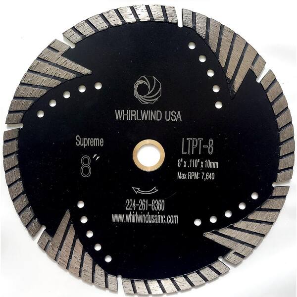 Whirlwind USA 8 in. Turbo 8-Teeth Segmented Diamond Saw Blade Granite Marble Concrete Cutting