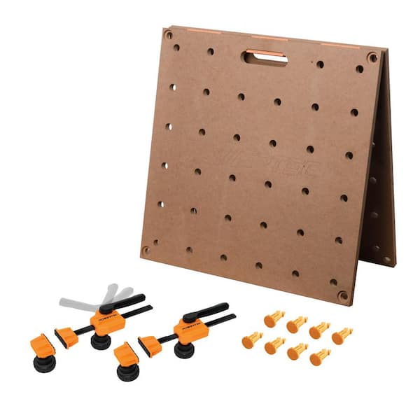 ‎POWERTEC Arachni Flex 24 in. x 48 in. Foldable Workbench Tabletop w/ Bench Dog Clamps for 3/4 in. Dog Holes & Quick-Insert Locks
