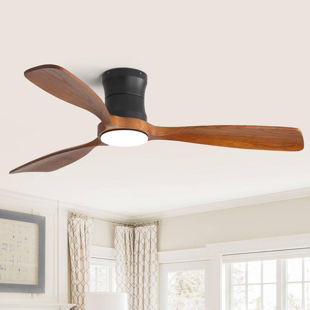 48 in. Indoor/Outdoor Standard Black Flush Mount Integrated LED Ceiling Fan with Light and Remote Control for Bedroom price history on PriceWatchPro