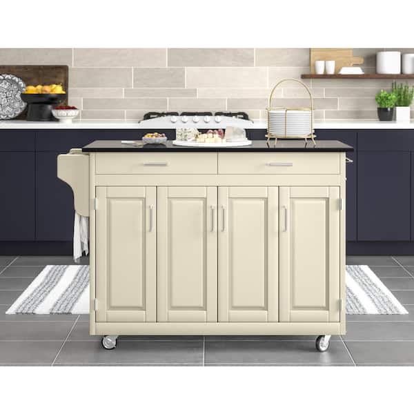 Create-a-Cart White Kitchen Cart with Black Granite Top
