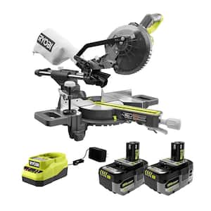 ONE+ 18V Cordless 7-1/4 in. Sliding Compound Miter Saw with (2) 4.0 Ah HIGH PERFORMANCE Batteries and 18V Charger