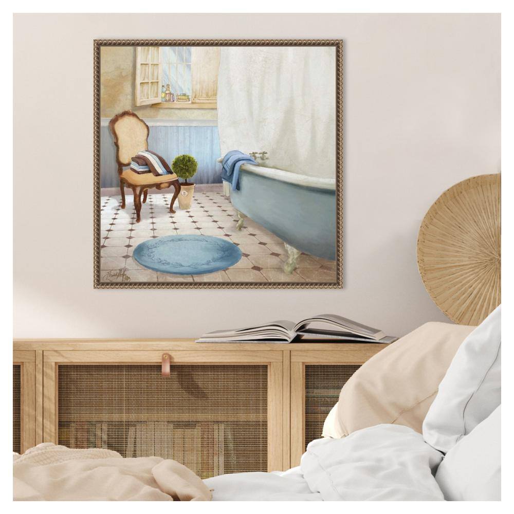 Antique French Provincial Beaded Framed Canvas Wall Art
