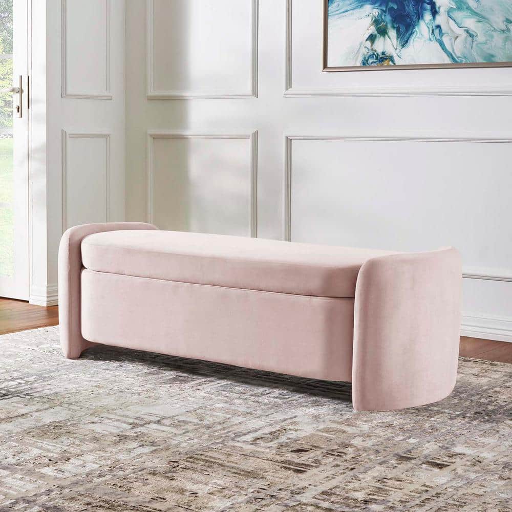 Nebula 62'' Pink Performance Velvet Upholstered Storage Bench
