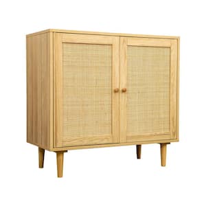 57 in. W x 15.7 in. D x 30 in. H Natural Beige Wood Linen Cabinet