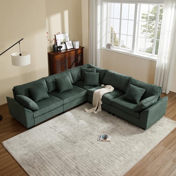 Morden Fort 150 in. Modular Cloud Couch Corduroy U-Shaped