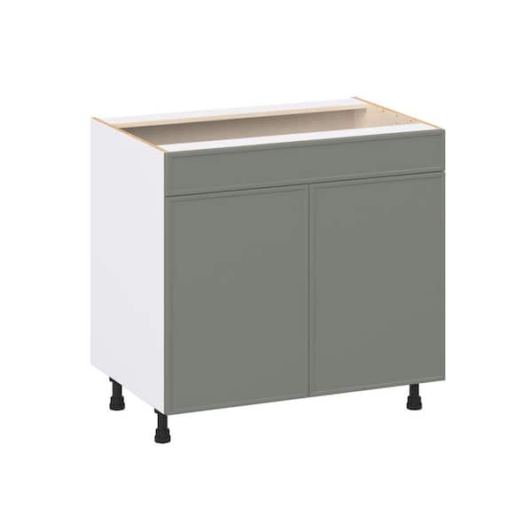 Fairview Moss Green Slim Shaker Assembled Sink Base Kitchen Cabinet (36 in. W x 34.5 in. H x 24 in. D)