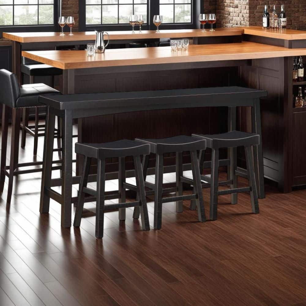 Benjara Casy 36.5 in. H Black Rectangle Counter Height Bar Table