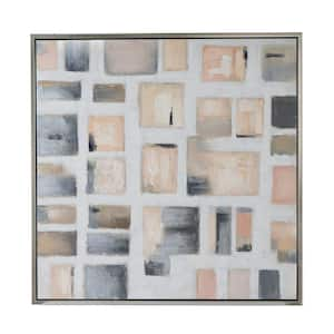 White, Gray and Copper Wooden Framed Handpainted Wall Art