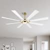 WINGBO 60 in. 8-Blade LED Gold & White Ceiling Fan