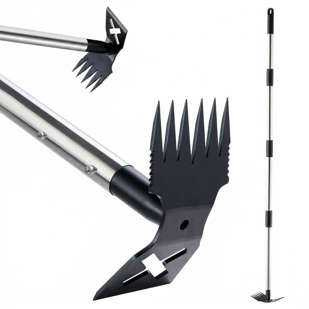 60 in. Weeder Tool Extra Long Handle 2 in 1 Manual Weed Rake and Hoe for Yard Lawn Patio Garden Weeding price history on PriceWatchPro