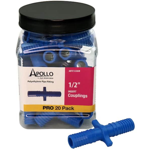 Apollo 1/2 in. Barb Insert Blue Twister Polypropylene Coupling Fitting Jar (20-Pack)