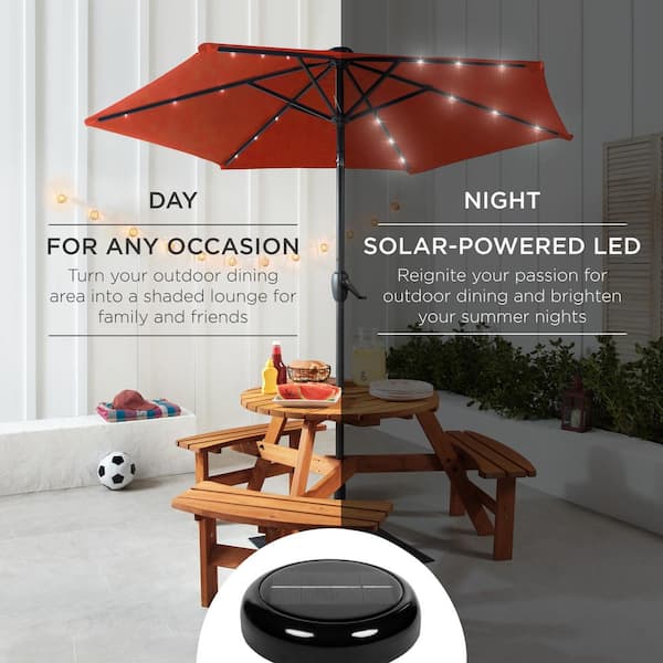 Best Choice Products 7.5 ft. Outdoor Market Solar Tilt Patio Umbrella w LED Lights in Rust SKY7453 The Home Depot