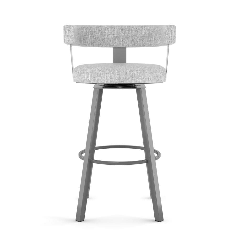 Parker 26'' Swivel Counter Stool in Grey White Polyester and Metallic Grey Metal