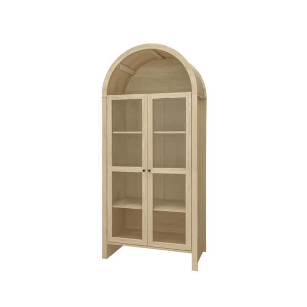 Unbranded 70.28 in. Tall 5-Shelf Wood Arched Kitchen Pantry Organizer with Adjustable Shelves Storage Display Cabinet Cupboard