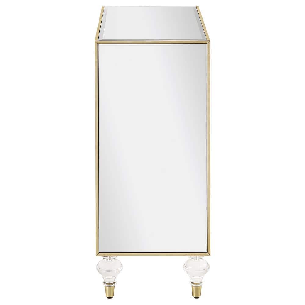 Glamorous Mirror and Champagne 2-Door Accent Cabinet