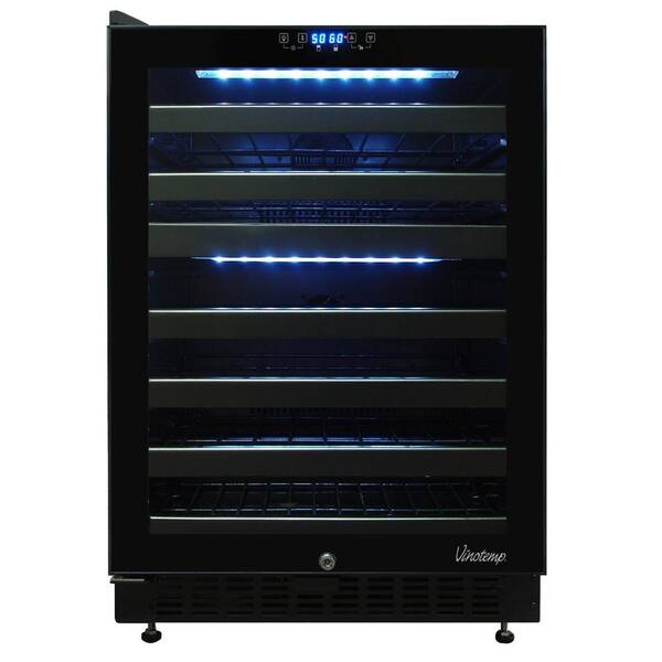 Vinotemp 46-Bottle Dual-Zone Wine Cooler with Seamless Glass Door (Left-Hinge Model)