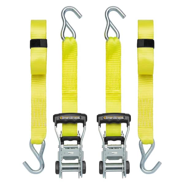 SmartStraps 14 ft. Yellow Ratchet Tie Down Straps with 1,667 lb. Safe Work Load - (2-Pack)