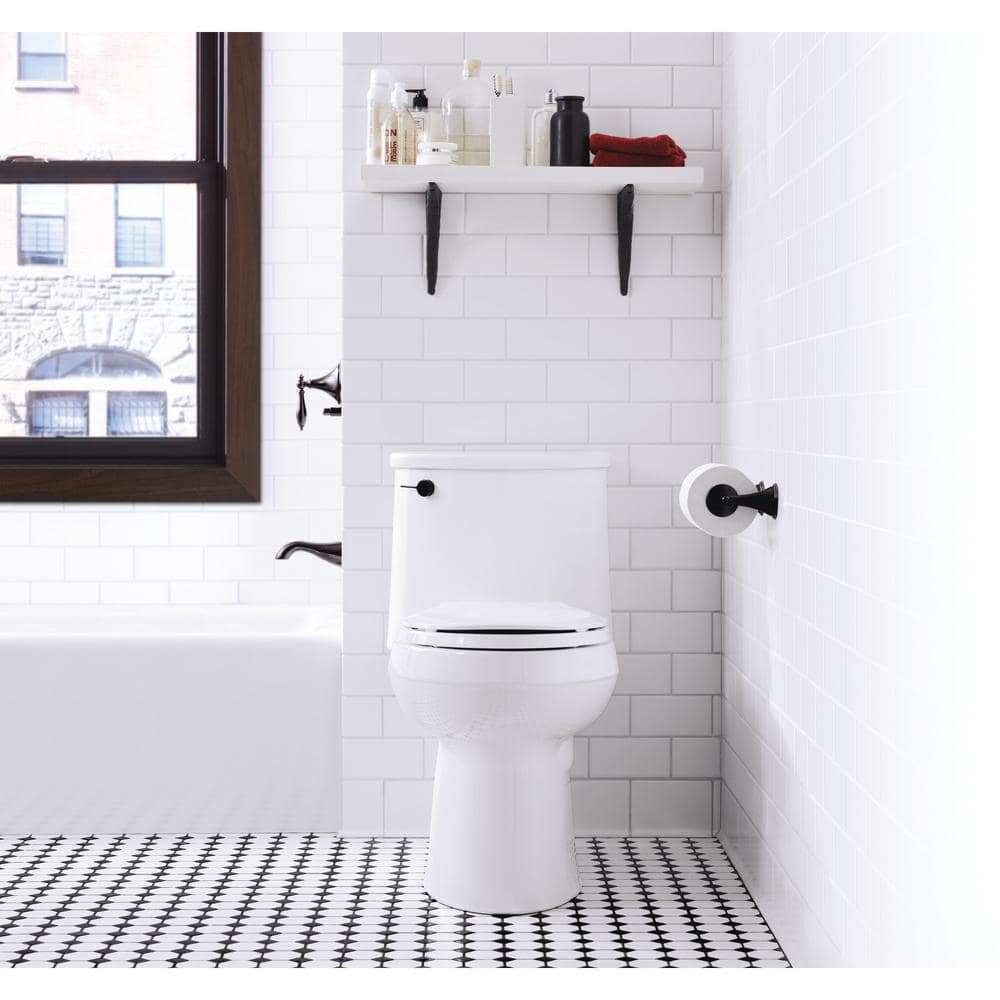 White High Efficiency Elongated One-Piece Toilet with Chrome Lever