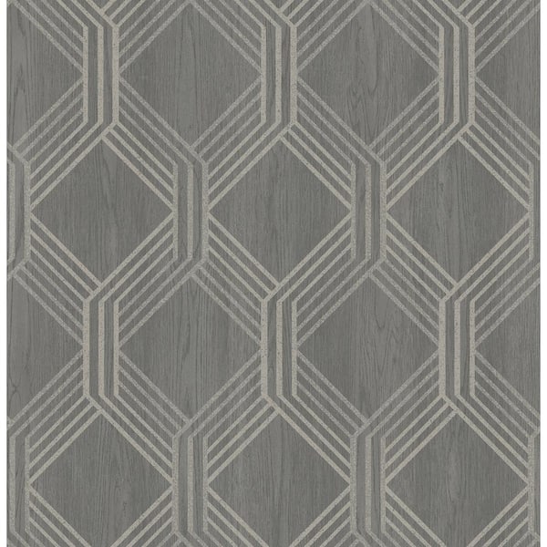 Brewster Colmar Charcoal Geo Lattice Strippable Roll (Covers 56.4 sq. ft.)