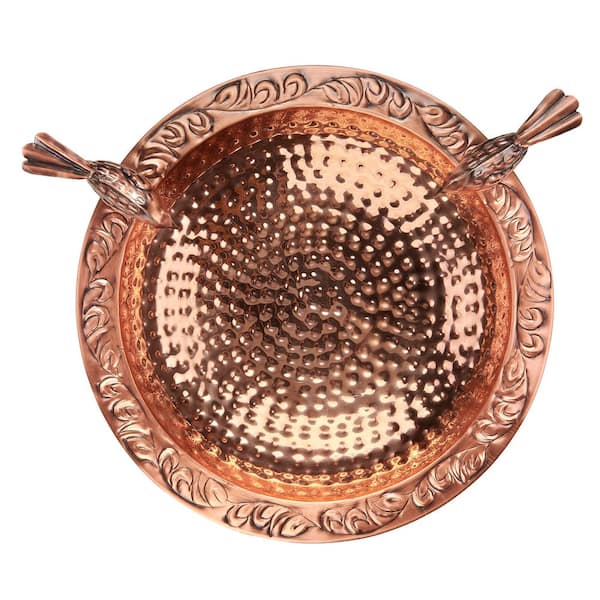 Good Directions Pure Copper Birdbath, Featuring Two Copper Birds ...