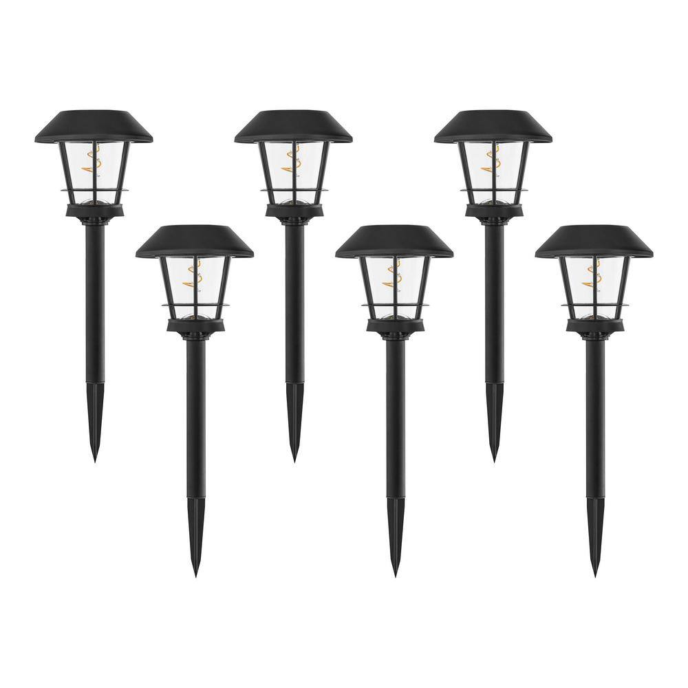 Hampton Bay Mitchell 10 Lumens Black Filament Led Outdoor Solar Path Light 6 Pack Sl2908b