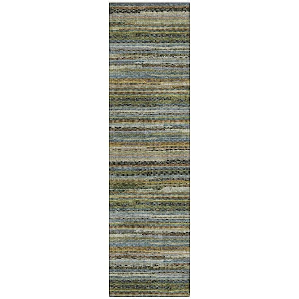 Chantille Machine Washable Indoor/Outdoor Abstract ACN2717 Green 2 ft. x 7 ft. Runner Rug