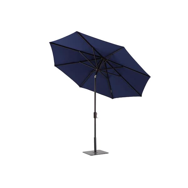 Trustmade Modern Muse 9 ft. Aluminum Market Tilt Crank Lift Patio Umbrella in Sunbrella Spectrum Indigo