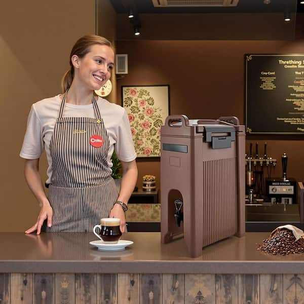 5 Gal Hot and Cold Insulated Beverage Dispenser with Spigot Dispenser Cooler for Restaurants, Brown