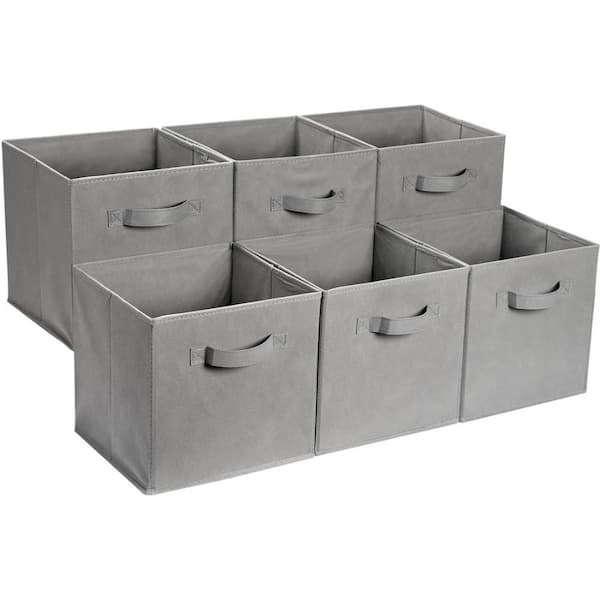 13 in. H x 13 in. W x 13 in. D Gray Cube Storage Bin,Pack of 6