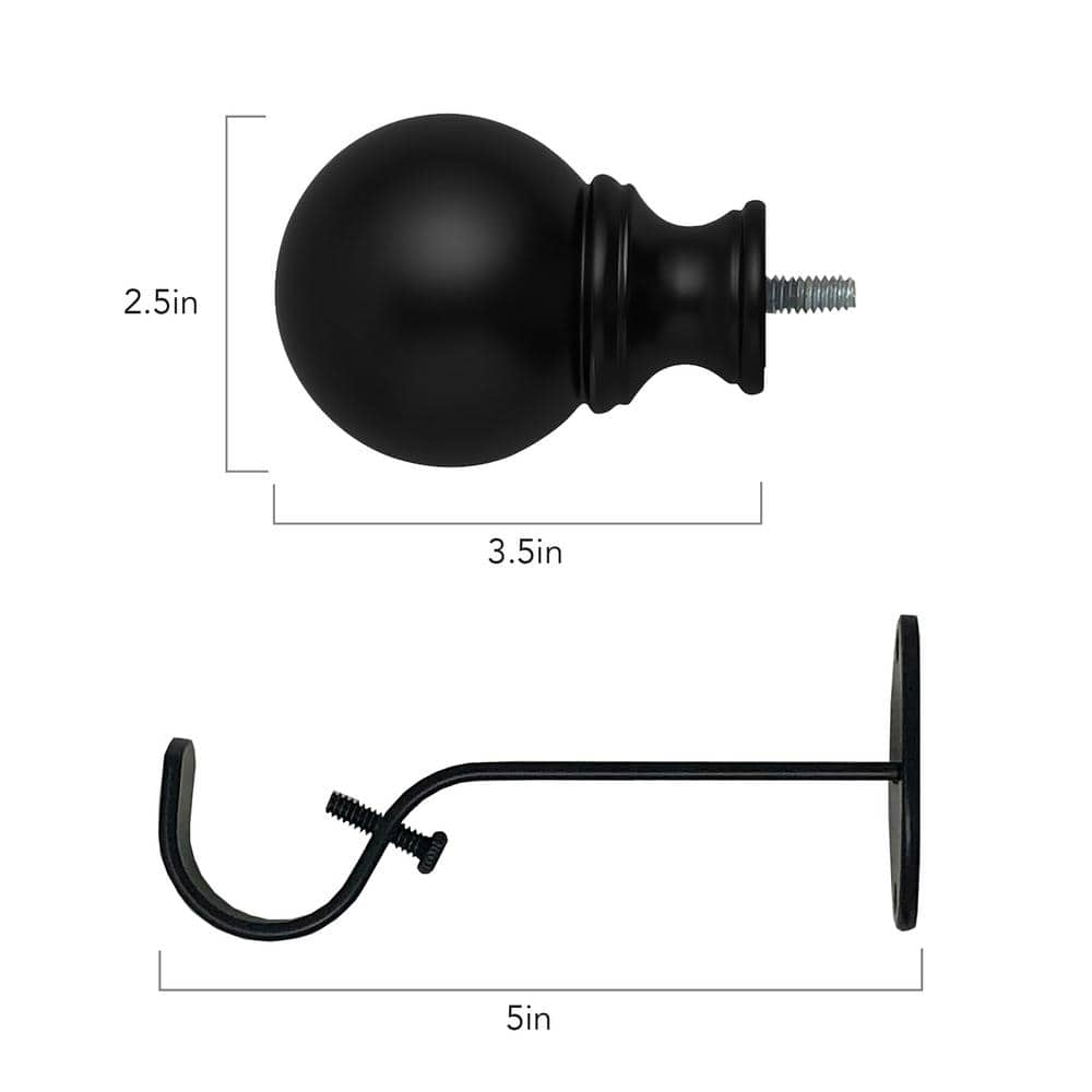 Antique Black Adjustable Curtain Rod with Globe Finials