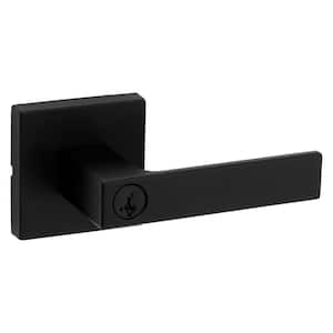 Singapore Square Matte Black Keyed Entry Door Handle with Microban Featuring SmartKey Security