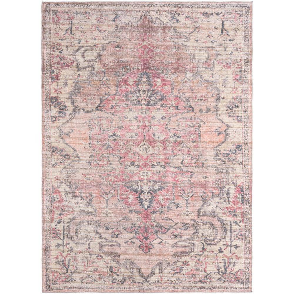 Nostalgia Meknes Beige Pink 7 ft. x 10 ft. Machine Washable Area Rug price history on PriceWatchPro