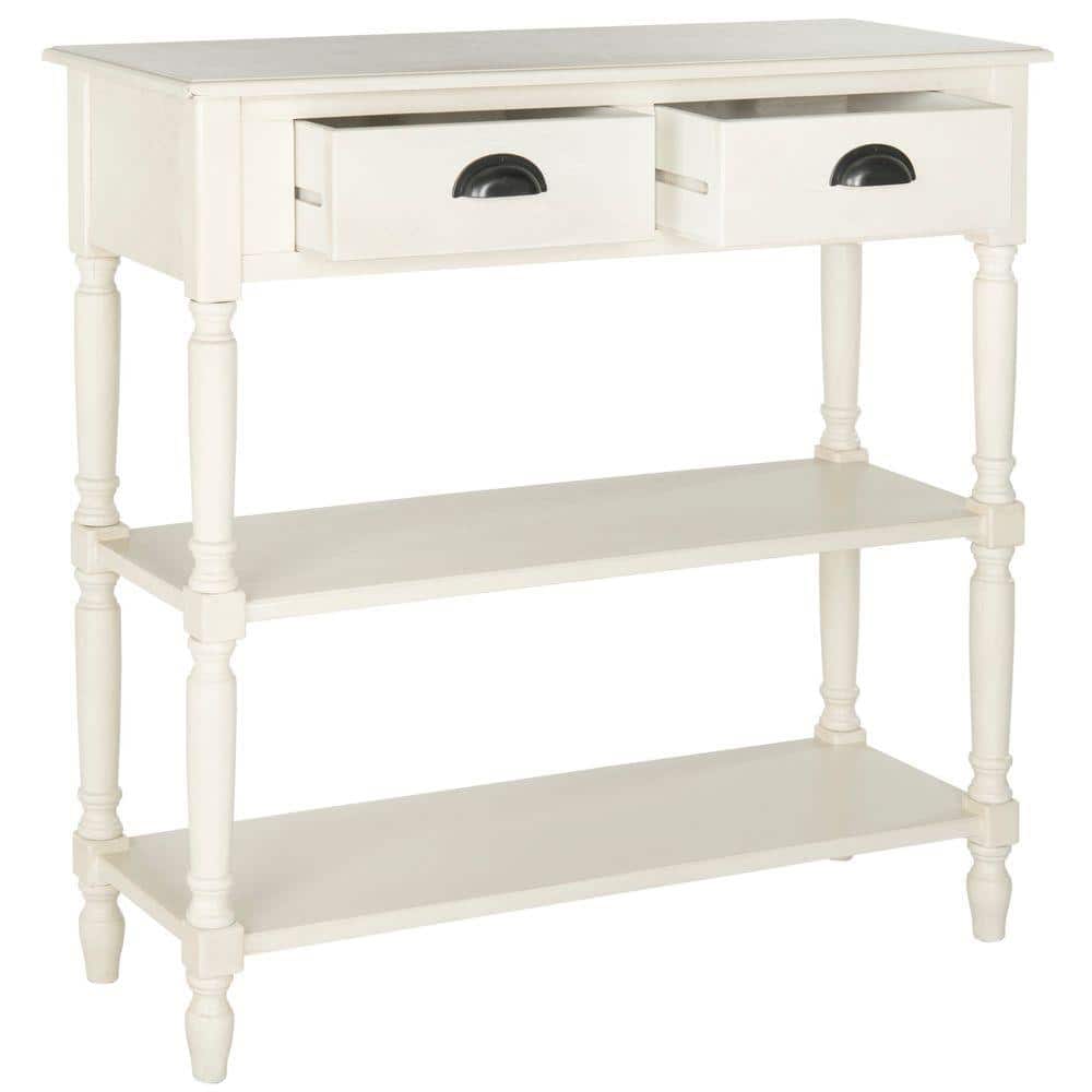White Pine Spindle Leg Console Table with Storage