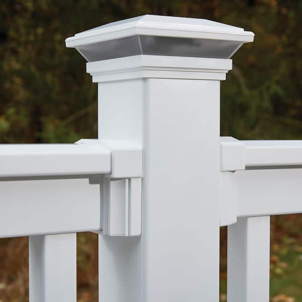 4 in. x 4 in. White Vinyl Solar Post Cap