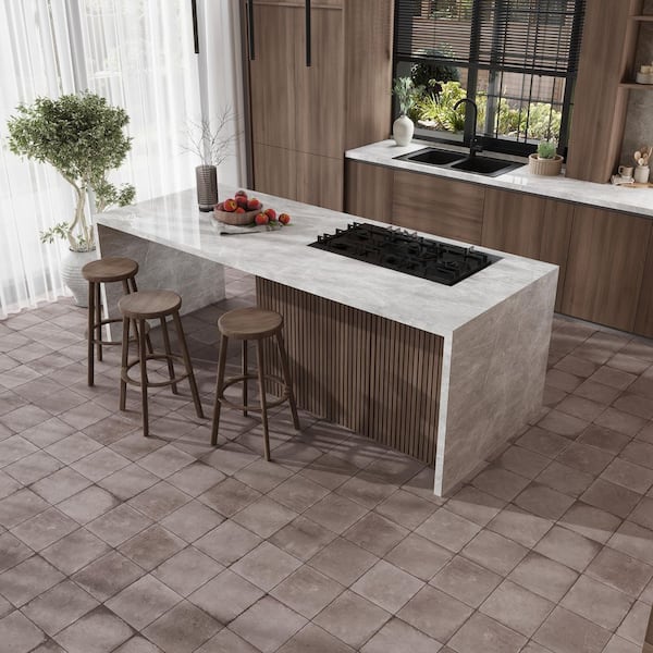 Palmera 9 in. x 9 in. Matte, Glossy Terracotta Brown Porcelain Plain Square Tile (6.96 sq ft/case)-13 Pack