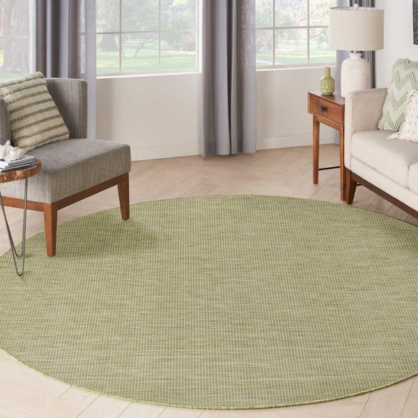 Positano Green 6 ft. x 6 ft. Indoor/Outdoor Solid Contemporary Round Area Rug