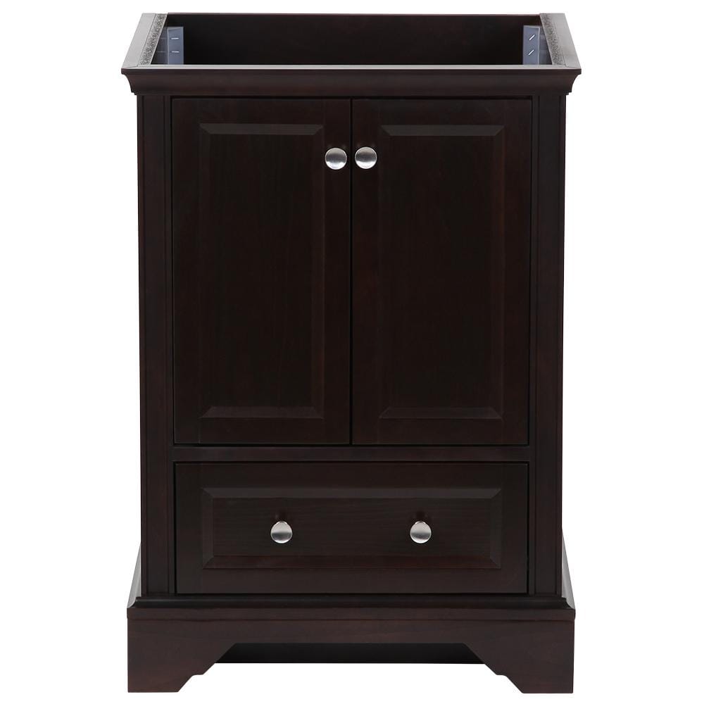 24 in. W x 22 in. D x 34 in. H Home Decorators Collection Stratfield Bath Vanity Cabinet without Top in Chocolate, Brown