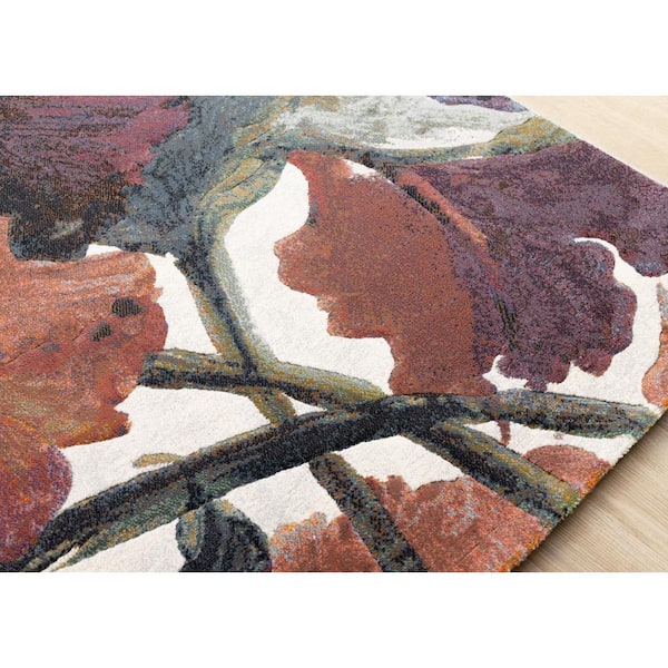 Aethera Collections 5 ft. x 8 ft. Pink Botanical Indoor Area Rug