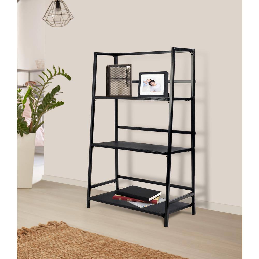 Atlantic 40.31 in. Black Metal 3-shelf Standard Bookcase with Open Back ...