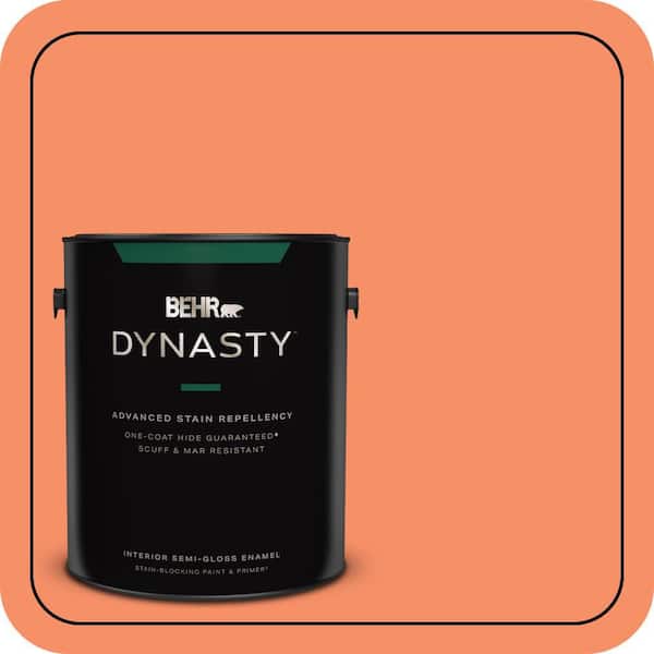 BEHR DYNASTY 1 gal. #210B-5 Tangerine Dream Semi-Gloss Enamel Interior Stain-Blocking Paint & Primer