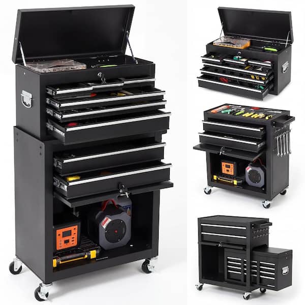 8-Drawer Rolling Tool Chest with Wheels, Portable Tool Storage Cabinet with Sliding Drawers and Protective Liner