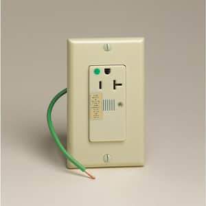 Decora Plus 20 Amp Hospital Grade Extra Heavy Duty Self Grounding Single Outlet with Audible Alarm, Ivory