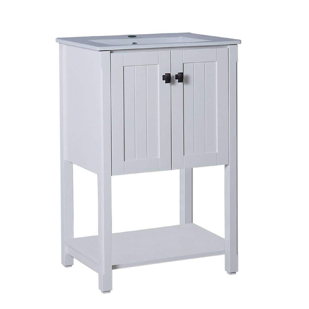 Redondo 24 in. W x 18 in. D x 36 in. H Single Vanity in White with Ceramic Vanity Top in White with White Basin price history on PriceWatchPro