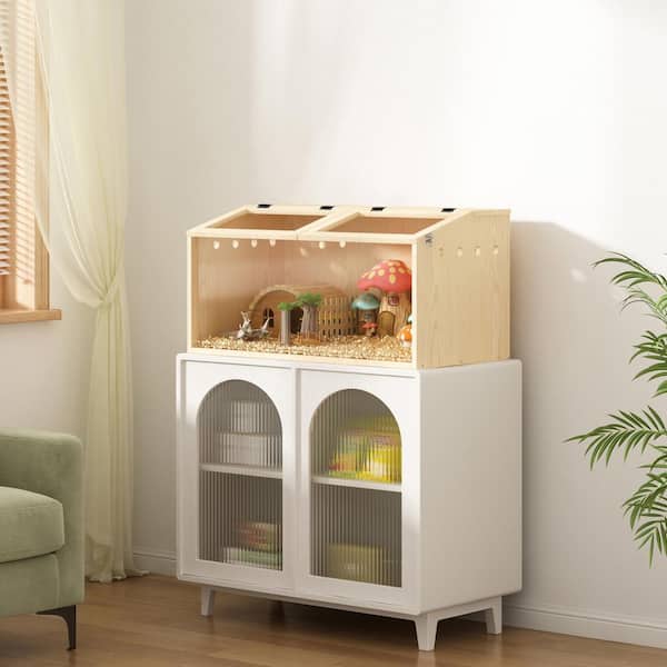 Wooden Hamster Cage Habitat with Visible Acrylic Boards