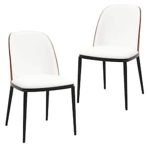 Tule Modern Walnut/White Dining Side Chair with Upholstered Seat and Steel Frame (Set of 2)