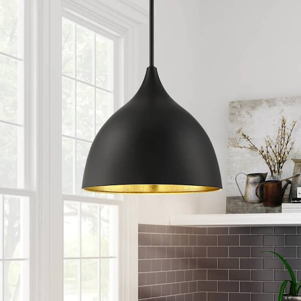 TRUE FINE Agnes 1-Light Matte Black Modern Metal Pendant Light