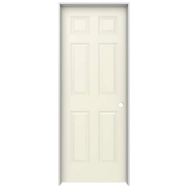 JELD-WEN 30 in. x 80 in. Colonist Vanilla Painted Left-Hand Smooth Solid Core Molded Composite MDF Single Prehung Interior Door