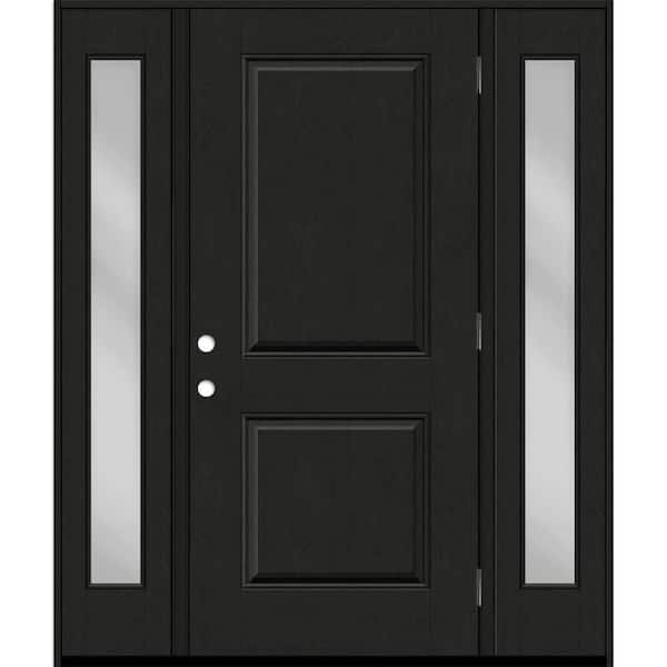 Steves & Sons Regency 60 in. x 80 in. 2P Squaretop LHOS Onyx Stain Mahogany Fiberglass Prehung Front Door with Clear 10 in. SLs 4-9/16