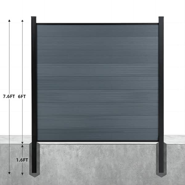 mondaria 7.6 ft. H x 6 ft. W Grey Composite Horizontal Fence Panel with Two Alu Posts